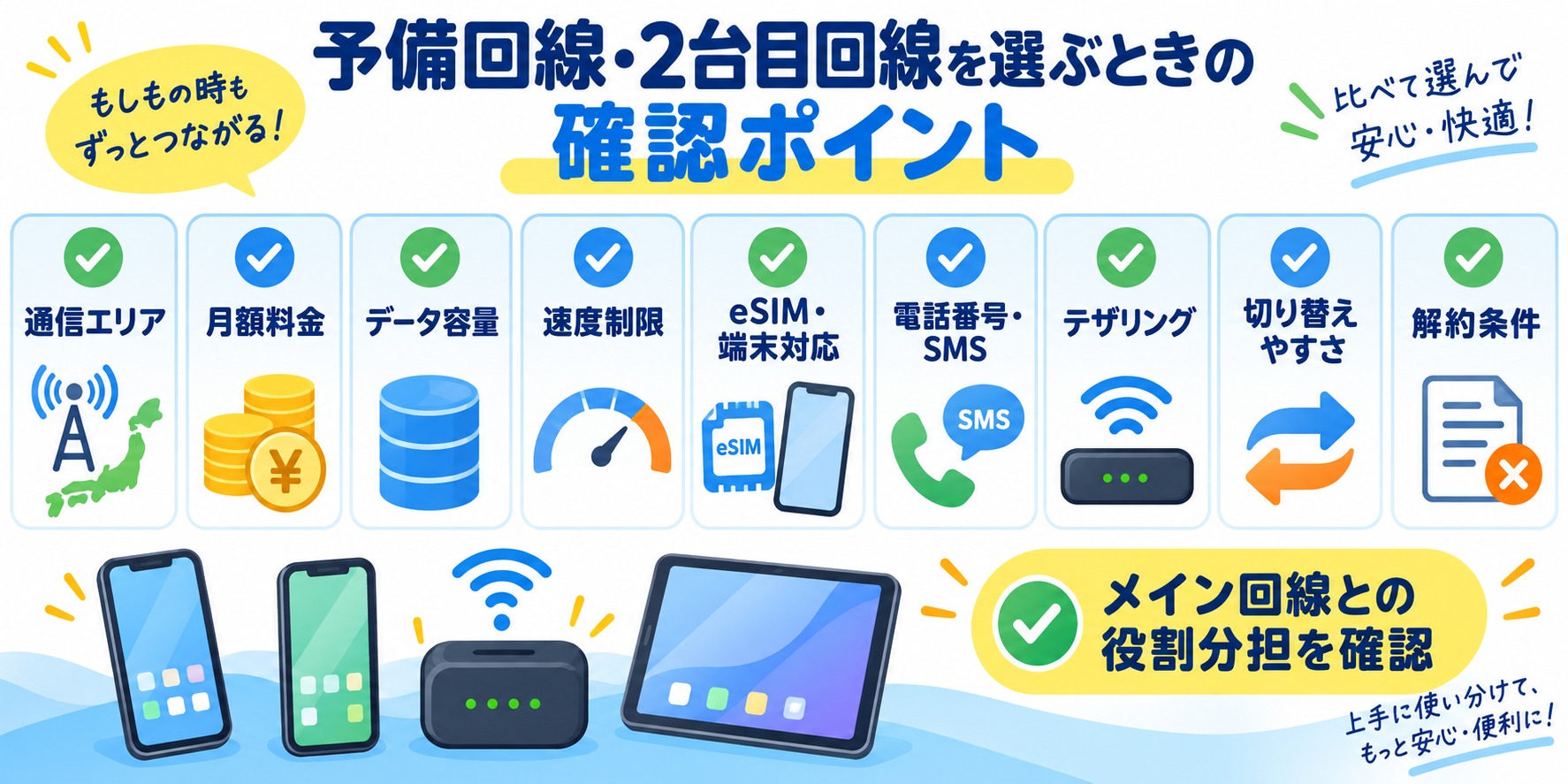予備回線を比較するときのポイント