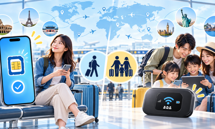 海外eSIMを使う一人旅とレンタルWiFiを共有する家族旅行の比較