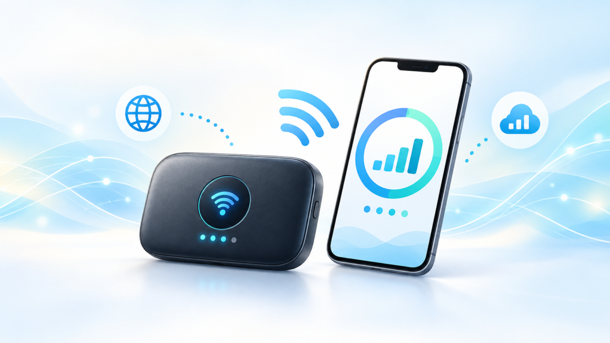 月額なしのチャージ式ポケットWiFiとスマートフォンのイメージ