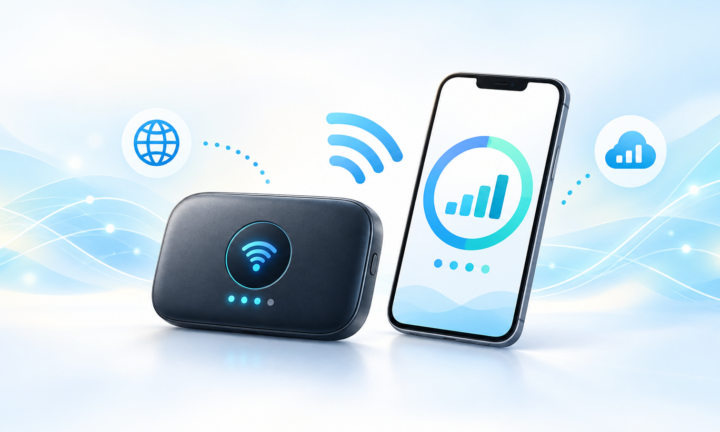 月額なしのチャージ式ポケットWiFiとスマートフォンのイメージ
