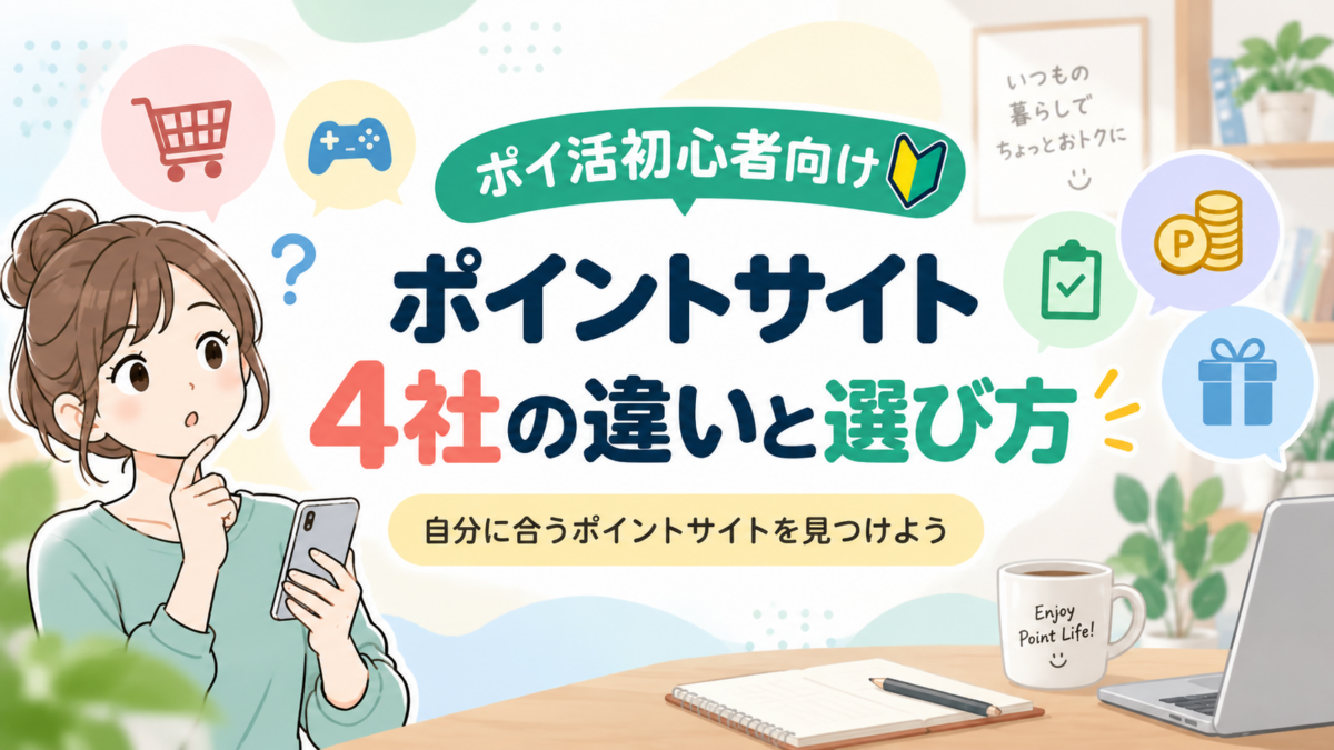 ポイ活初心者向けポイントサイト4社の違いと選び方