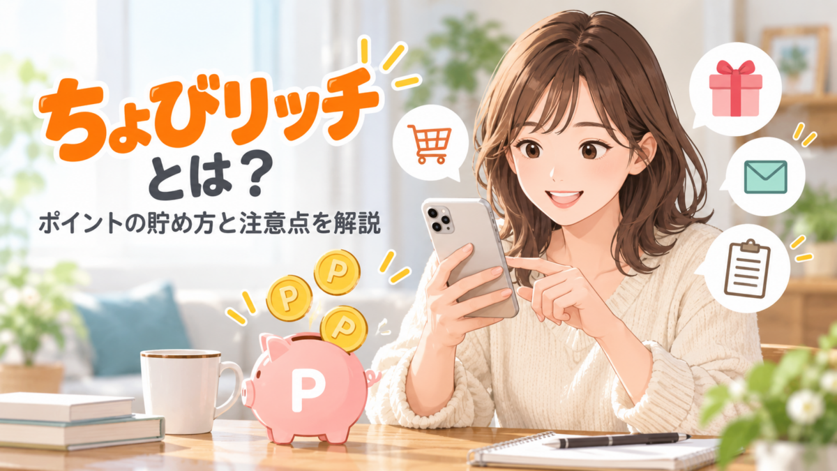 ちょびリッチのポイントの貯め方と注意点を紹介するアイキャッチ