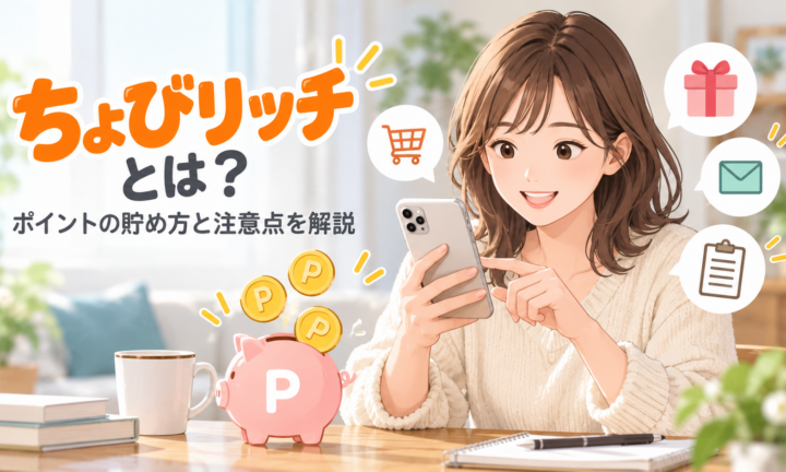 ちょびリッチのポイントの貯め方と注意点を紹介するアイキャッチ
