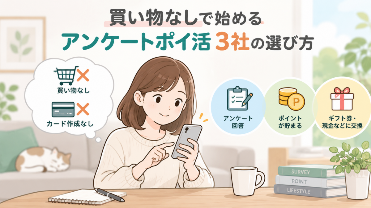 買い物なしで始めるアンケートポイ活3社の選び方