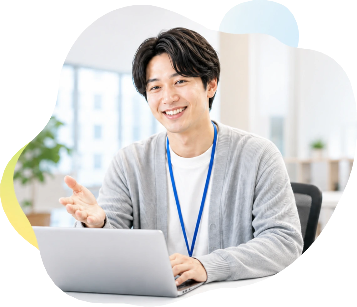 相談に応じるFormosaの男性スタッフ