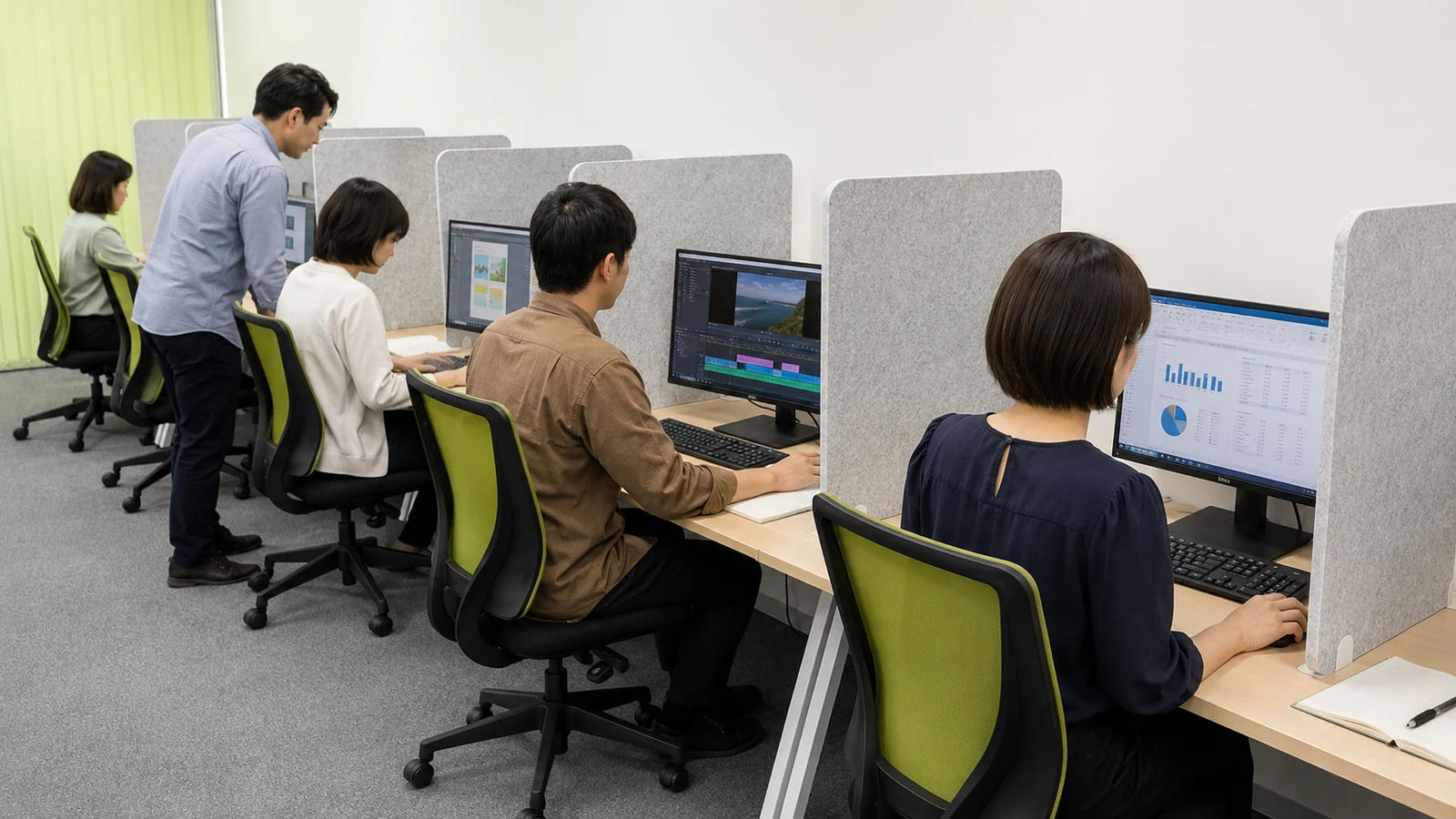 FormosaでPCを使って作業や訓練に取り組む様子