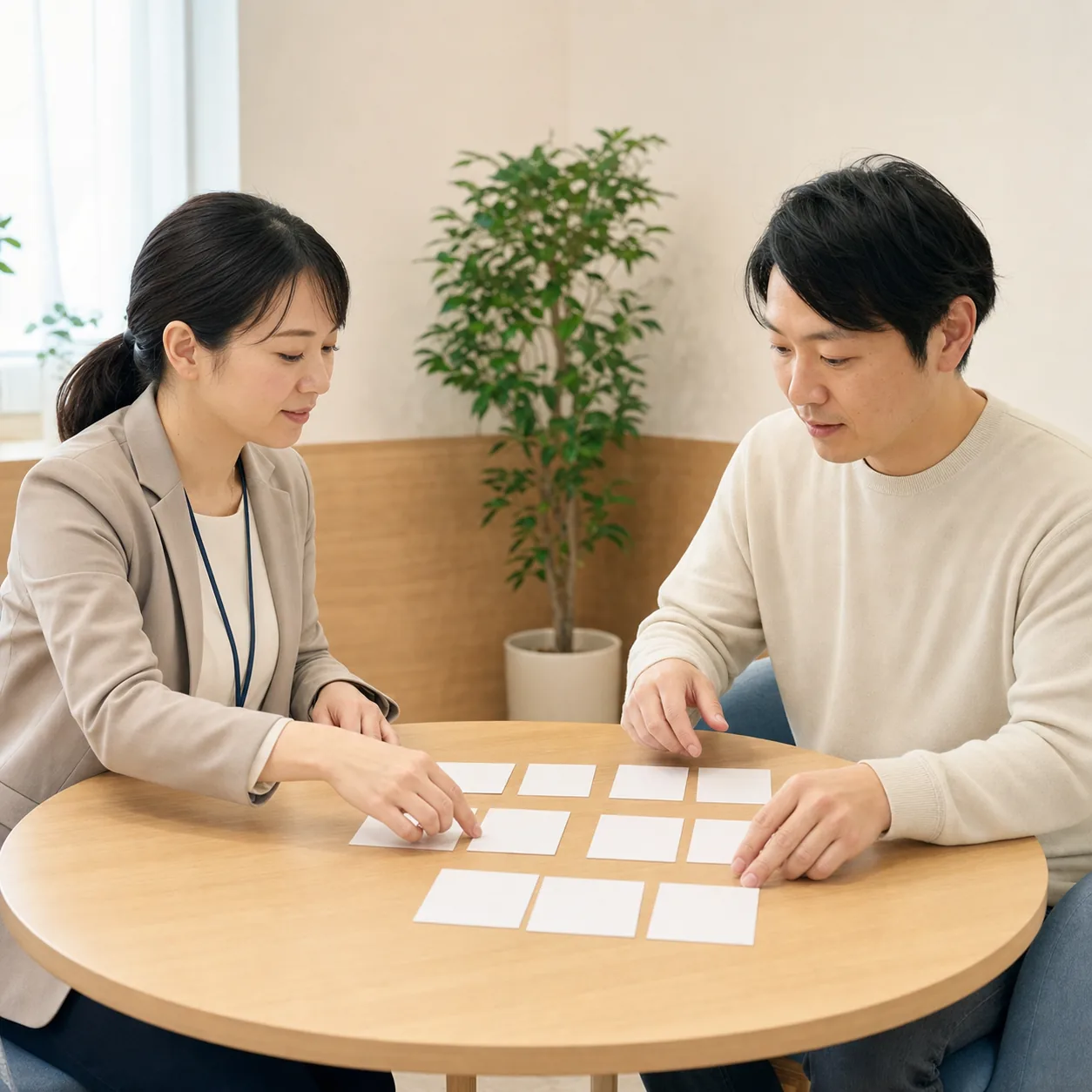 スタッフと利用希望者が面接する様子（イメージ）