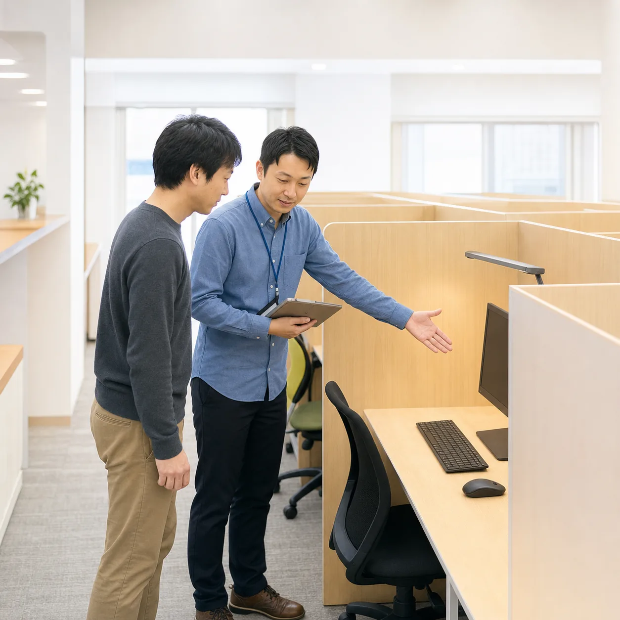 スタッフが施設を案内する見学・体験利用の様子（イメージ）